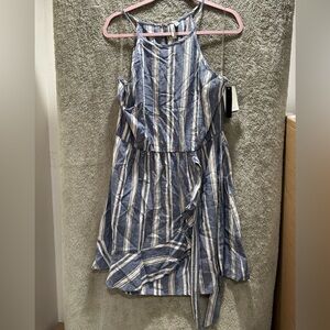 Speechless Blue and White Striped Halter Dress